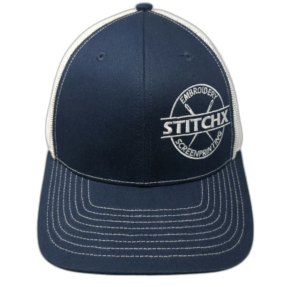 Richardson Trucker Hat Blue One Size StitchX Embroidery Mesh Snapback Style 112